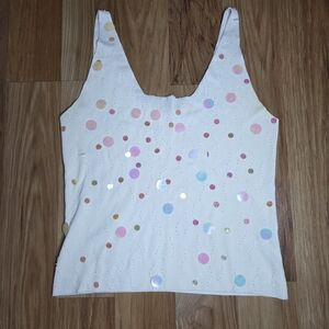 White Sequin Crop Tank Top